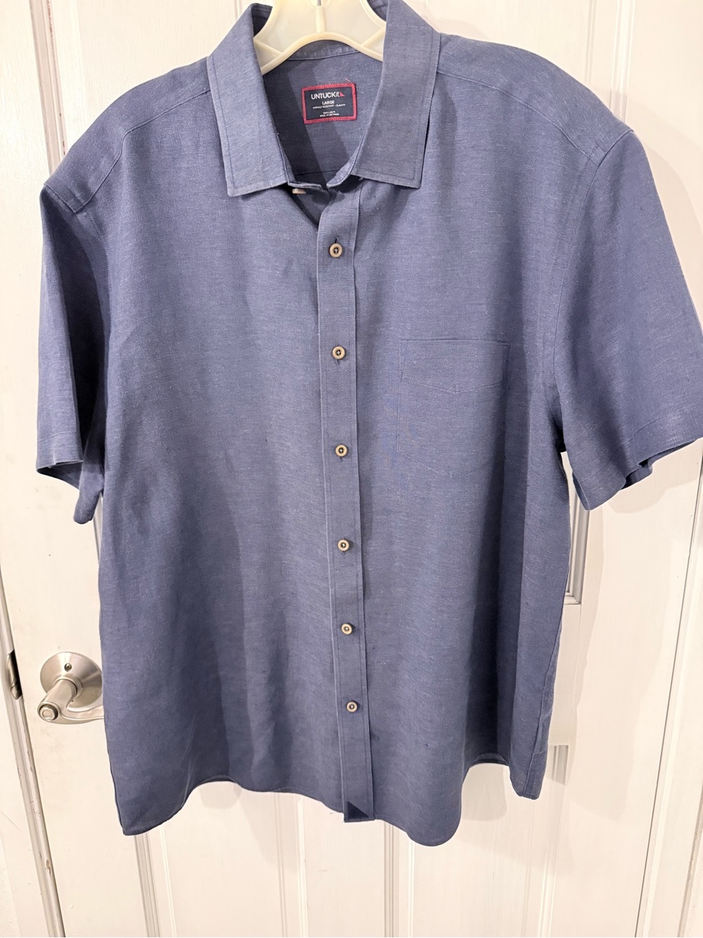 UNTUCKit Men's Short-Sleeve Button-Down Shirt in Slate Blue